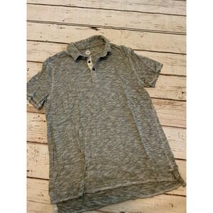 Express One Eleven Mens Medium Grey Space Dye Slub Knit Polo Shirt Short Sleeve